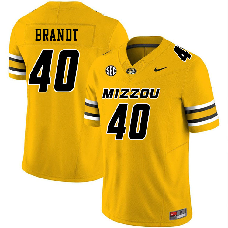 Men #40 Derek Brandt Missouri Tigers College Football Jerseys Stitched-Gold